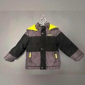 OshKosh B'gosh Boys Coat With Hoodin Black, Gray and Green Puffer Jacket